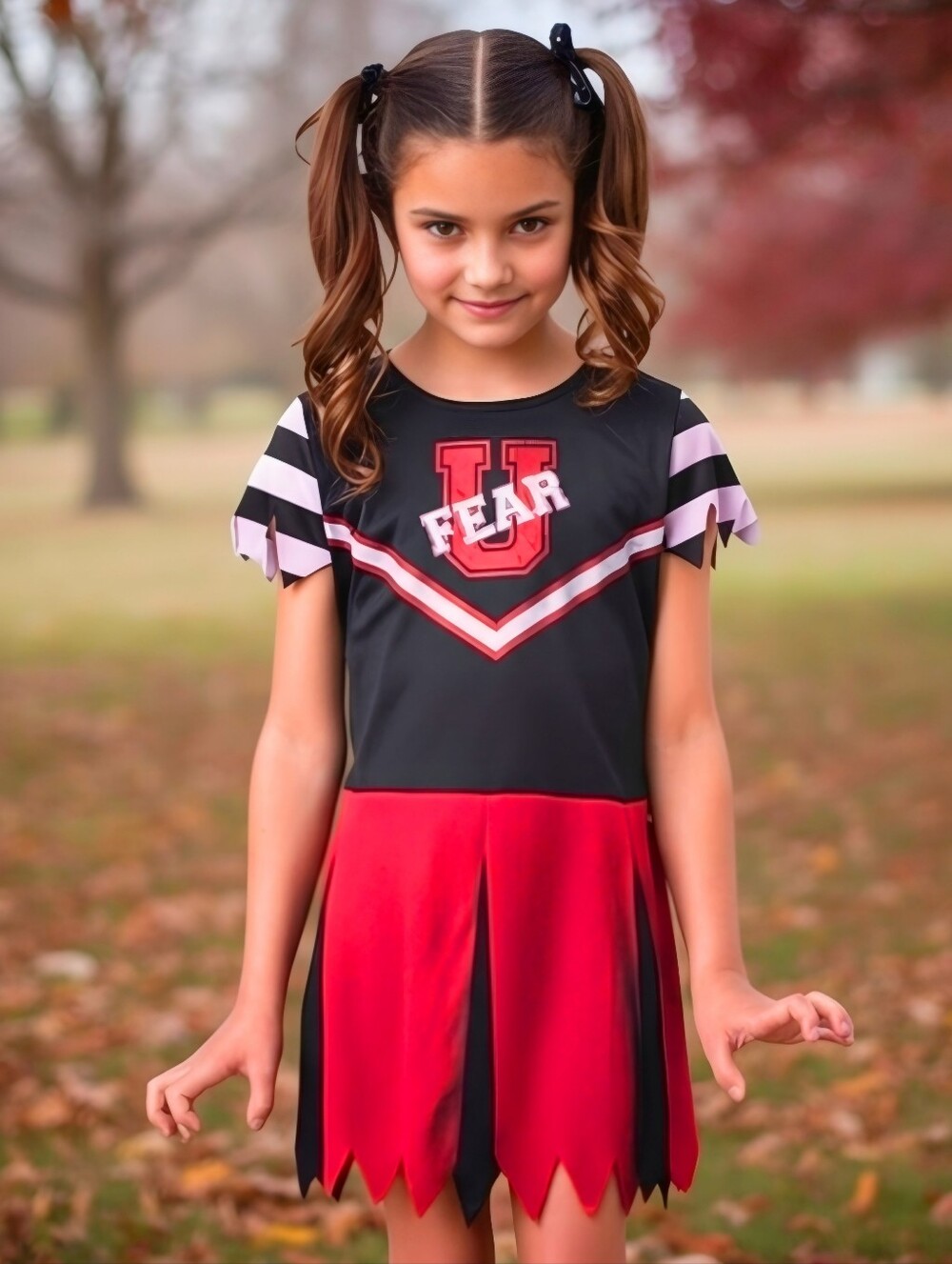 A Gothic Universe ✦ Gothic Cheerleader Costume ✦ Black Silver Spooky Stretch 4/6